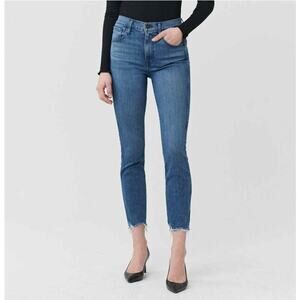 3X1 W3 Frayed Hem Skinny Cropped Jeans High-Rise Indigo Medium Wash Size 12 NWT